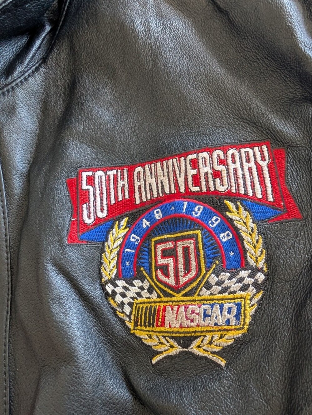 ​🏁 VTG Jeff Hamilton NASCAR 50th Anniversary Leather Racing Jacket - Picture 4 of 15